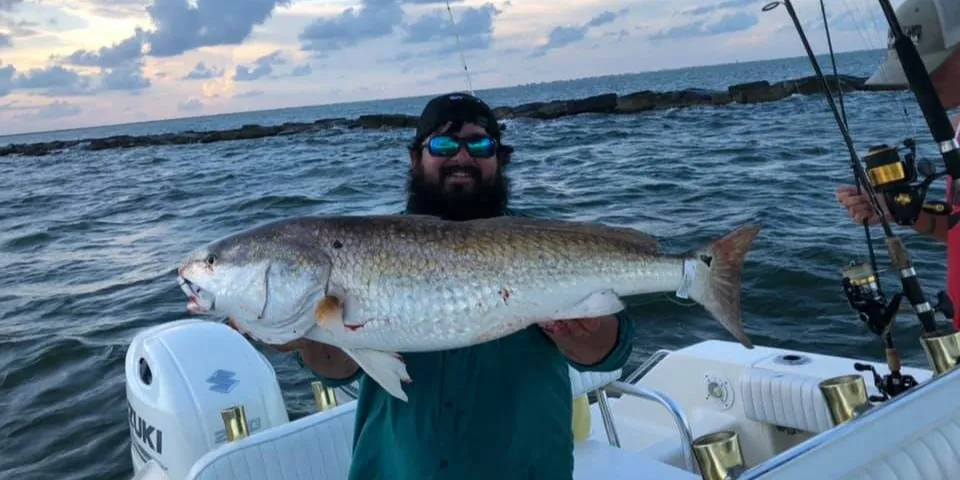 Charter boat on Galveston Bay near the jetties