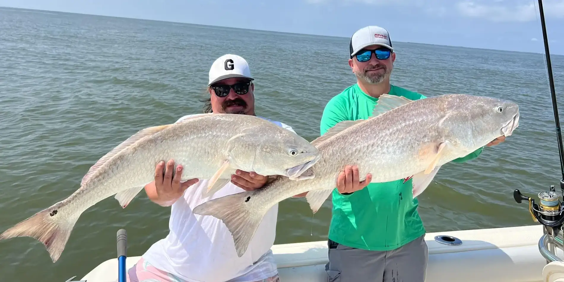 Anglers on a family-friendly Galveston fishing charter